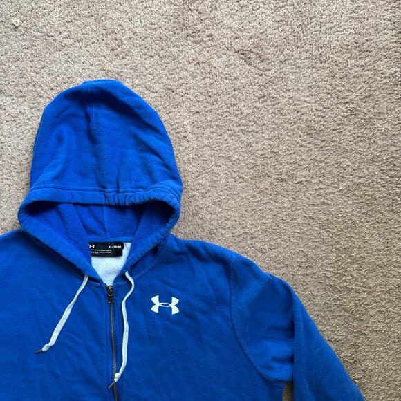 Under Armour Sweatshirt Mens XL Hoodie Full Zip UA Blue Pockets - Picture 5 of 11